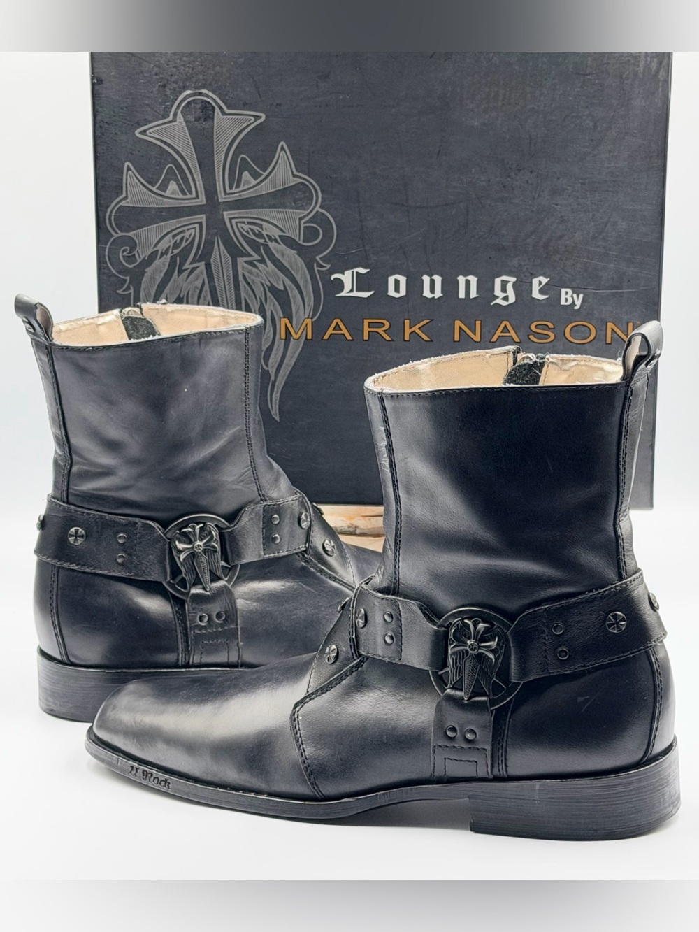 Mark Nason U Rock Black Leather Lounge Biker Boots